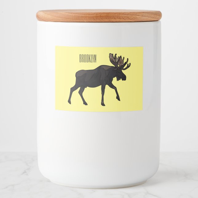 Moose tecknad illustration mat etiketter (Framsida)