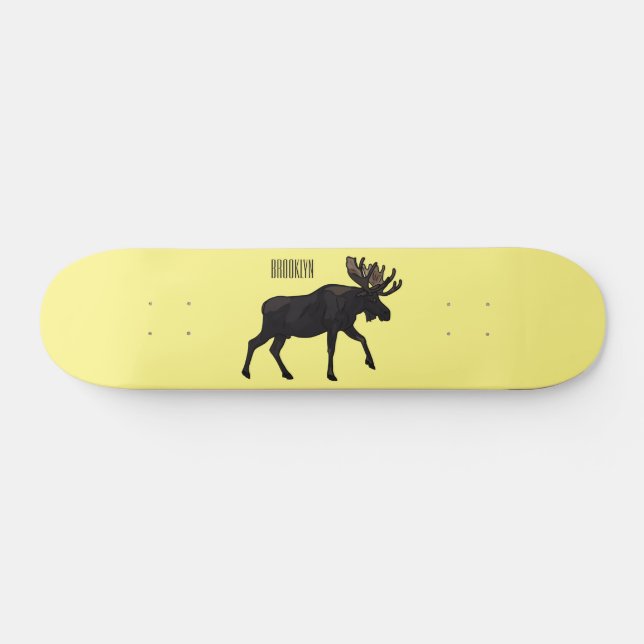 Moose tecknad illustration mini skateboard bräda 18,5 cm (Horz)