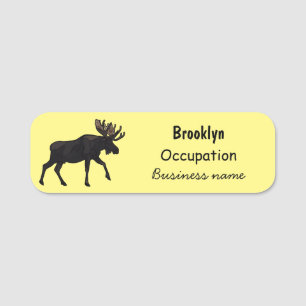 Moose tecknad illustration namnbricka