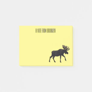 Moose tecknad illustration post-it block