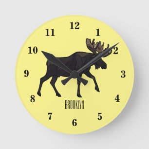 Moose tecknad illustration rund klocka