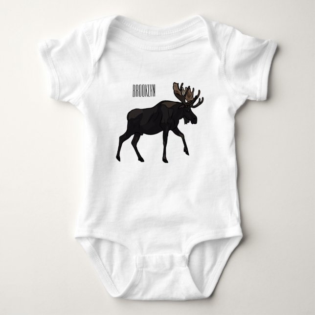 Moose tecknad illustration t shirt (Framsida)