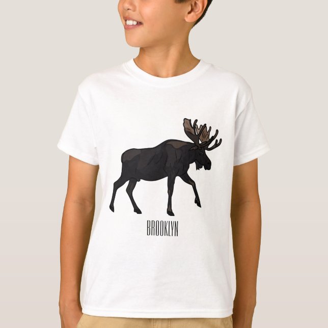 Moose tecknad illustration t shirt (Framsida)