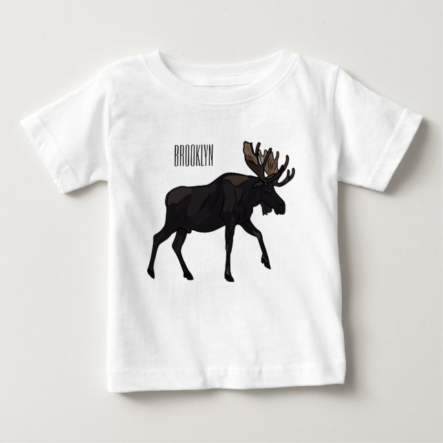 Moose tecknad illustration t shirt (Framsida)
