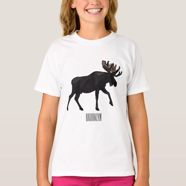 Moose tecknad illustration t shirt (Framsida)