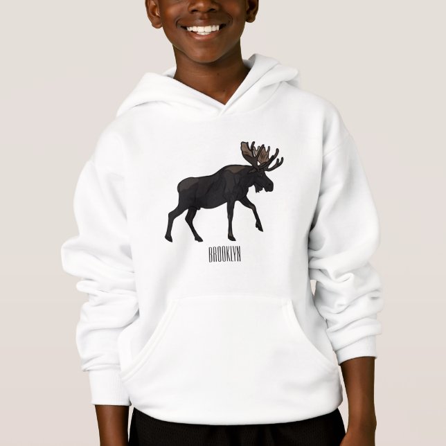 Moose tecknad illustration t shirt (Framsida)