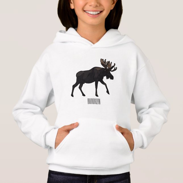 Moose tecknad illustration t shirt (Framsida)