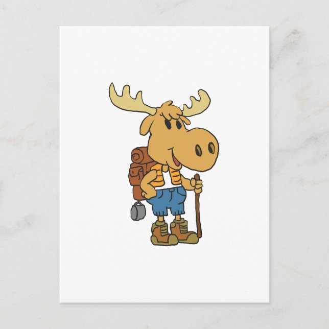 Moose traveler med ryggsäck | välj tillbaka färg vykort (Framsida)