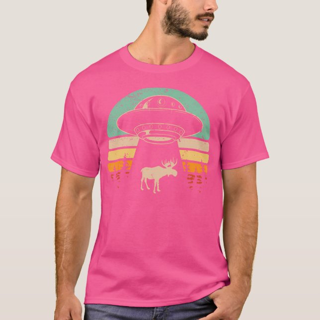 Moose Ufo Abduction Alien Spaceship Abducted Moos T Shirt (Framsida)