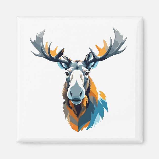 Moose Vector Art med Vibrant Färg Magnet (Framsidan)