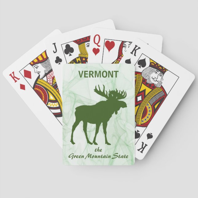 Moose, Vermont, bergsstaten Grönt Casinokort (Baksidan)