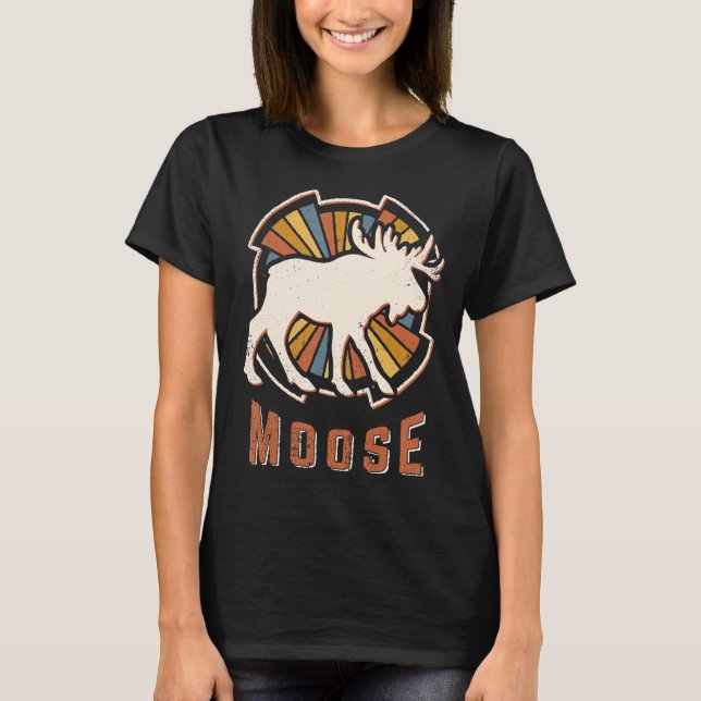 Moose Vintage Classic Retro Animal Kärlek T Shirt (Framsida)