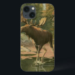 Moose Walking i Vatten<br><div class="desc">Bor du långt från naturen? Denna vackra och likväl klassiska bild av ge är ett fredligt intryck och färgen på den älg som går i vatten är korrekta, vilket gör denna bild mycket realistisk. Skaffa den här naturkonsten på dina favoritprodukter!</div>
