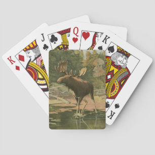 Moose Walking i Vatten Spel Kort