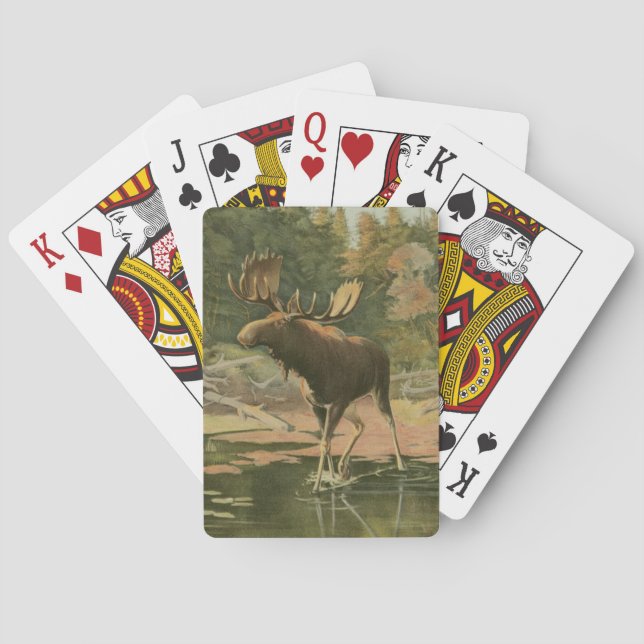 Moose Walking i Vatten Spel Kort (Baksidan)