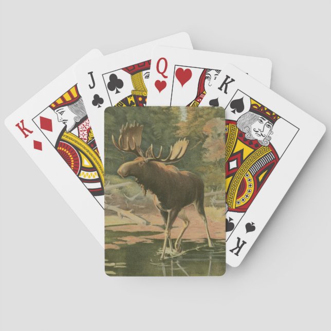 Moose Walking i Vatten Spelkort (Baksidan)
