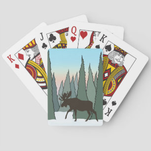 Moose Walking in Winter Forest Casinokort
