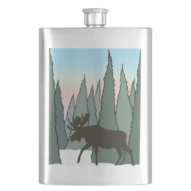Moose Walking in Winter Forest Fickplunta (Framsidan)