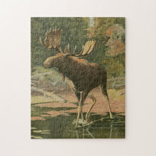 Moose Walting i Vatten Pussel