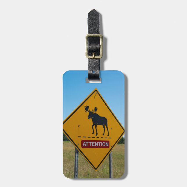 Moose Warning Sign Bagagebricka (Vertikal Framsida)