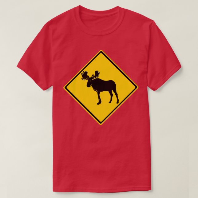 Moose Warning Sign T Shirt (Design framsida)
