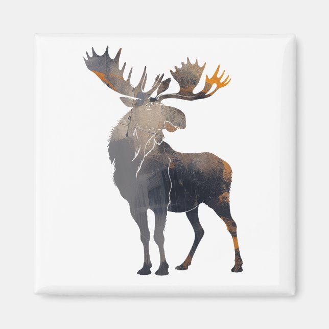 Moose Wildlife Nature Illustration Silhouette Joy Magnet (Framsidan)