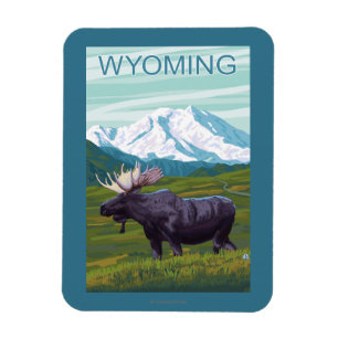 Moose with MountainWyoming Magnet