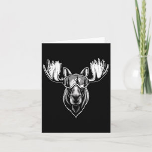 Moose with Ski Goggles Skiing Snowboarding Winter Kort