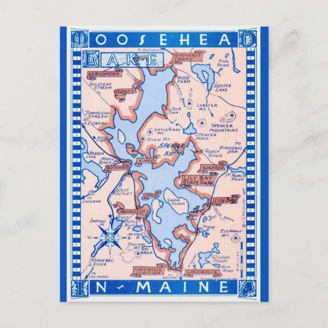 Moosehead Lake Maine vykort (Framsida)