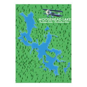 Moosehead Lake, Piscataquis County kartfoto Print Fototryck