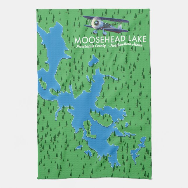 Moosehead Sjö,Piscataquis County karta Kitchen Tow Kökshandduk (Vertikal)