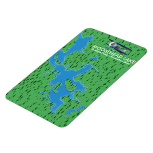 Moosehead Sjö,Piscataquis County karta Magnet