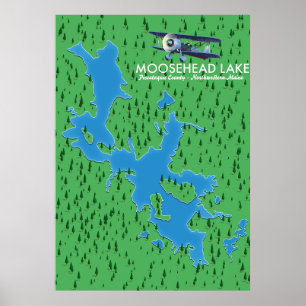 Moosehead Sjö,Piscataquis County karta Poster