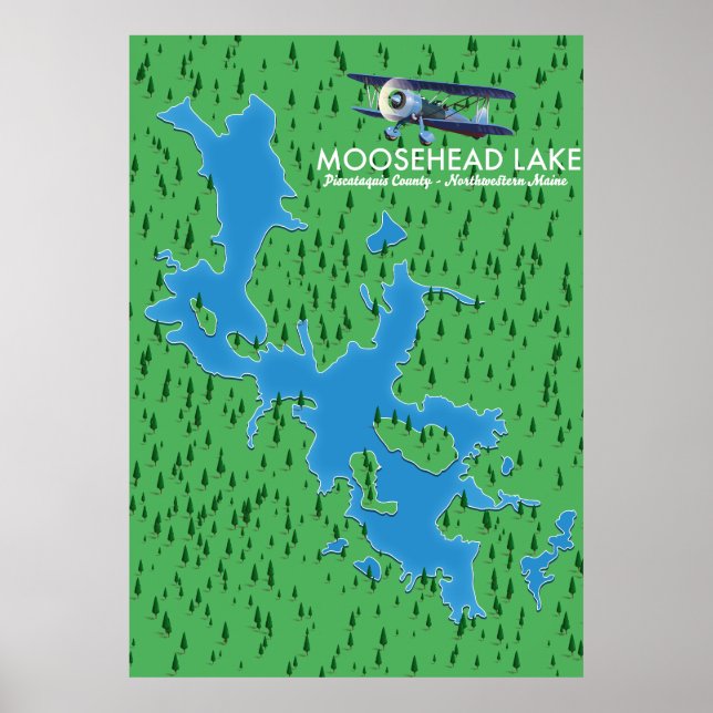 Moosehead Sjö,Piscataquis County karta Poster (Framsidan)