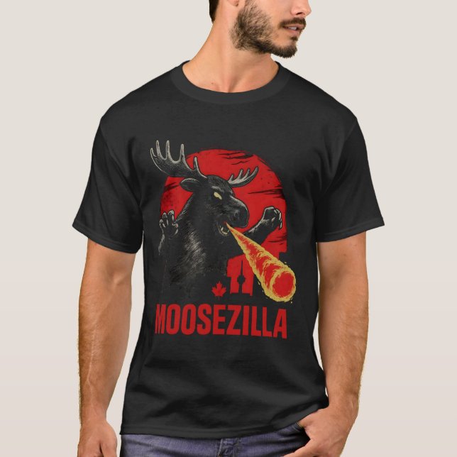 Moosezilla Moose Godzilla T Shirt (Framsida)