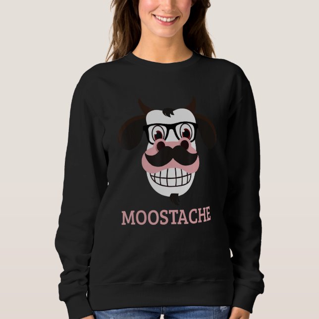 Moostache Funny Cow Mustache Farm Animal Pun T Shirt (Framsida)
