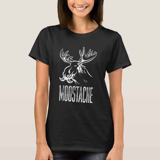 Moostache Funny Moose Mustache Pun Hiking Camping T Shirt (Framsida)