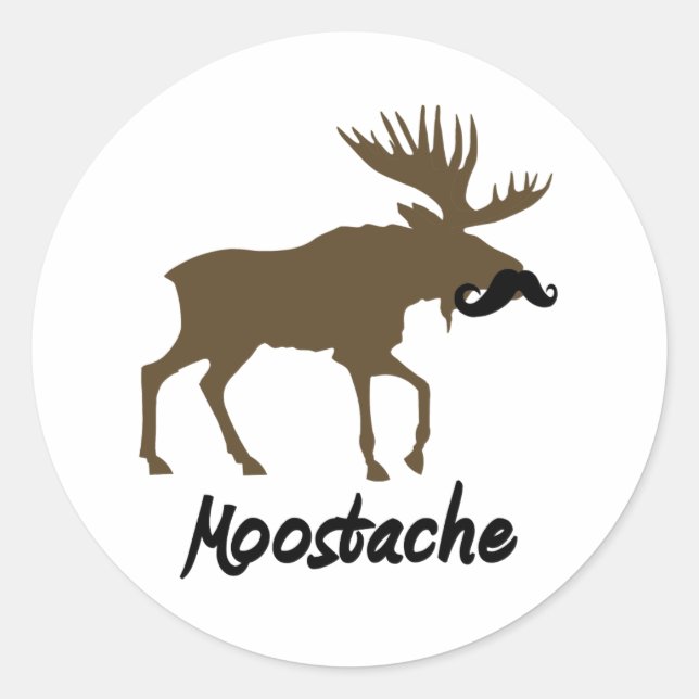 Moostache Runt Klistermärke (Framsida)