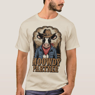Moowdy Partner Funny Land Western Cow-Vintage T Shirt