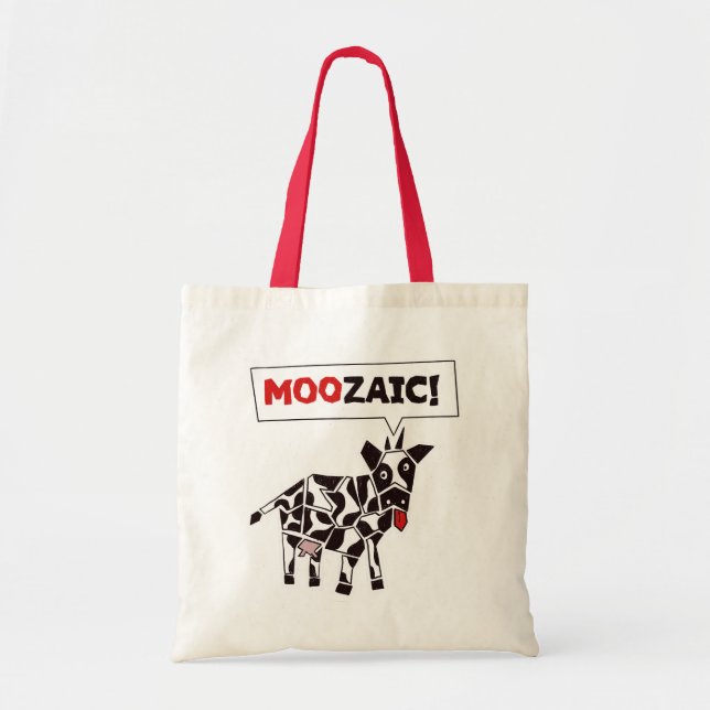Moozaic! - Funny Cow Mosaic Mönster Tygkasse (Framsidan)