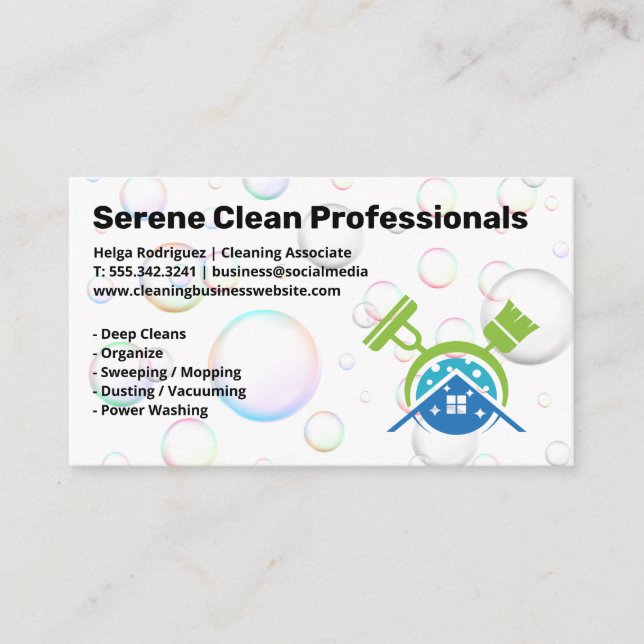 Mop Broom | Hemservice | Soap Bubbles Visitkort (Framsida)