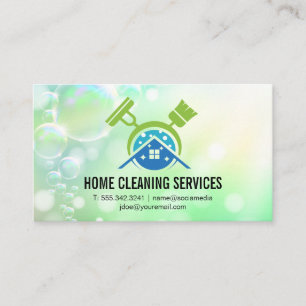 Mop Broom Städning Logotyp   Janitorial Services Visitkort