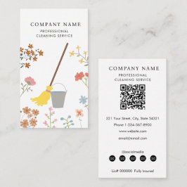 Mop Bucket Floral Professional Cleaning Services Visitkort