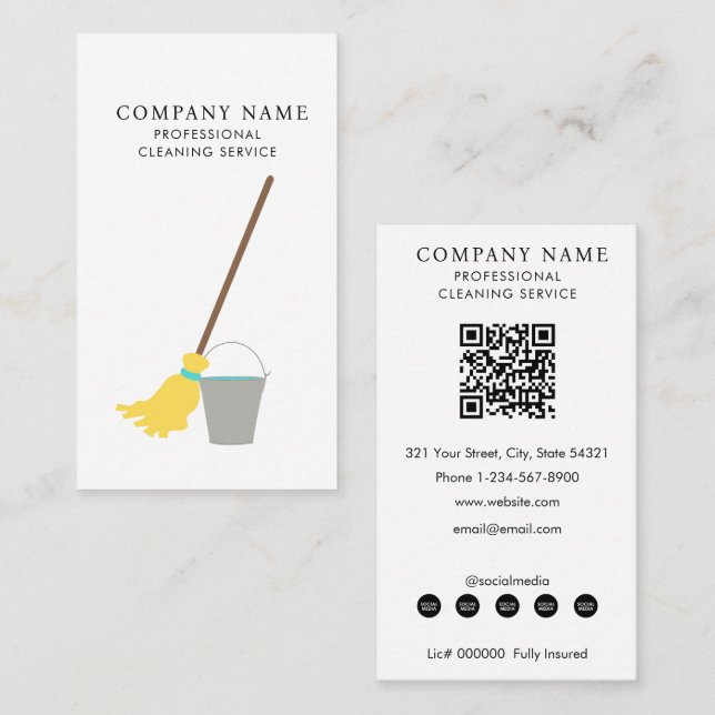 Mop Bucket Professional Cleaning Services Visitkort (Fram/baksida)