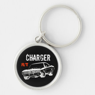 Mopar - 1969 Dodge Charger R/T Rund Silverfärgad Nyckelring