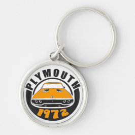 Mopar - 1972 Plymouth Roadrunner Butterscotch Rund Silverfärgad Nyckelring