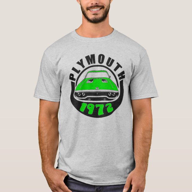 Mopar - 1972 Plymouth Roadrunner Limelight Grönt T Shirt (Framsida)