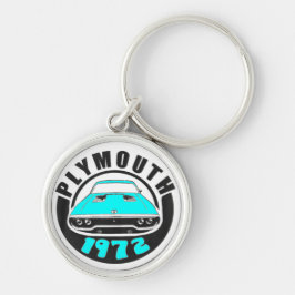 Mopar - 1972 Plymouth Roadrunner Petty Blue Rund Silverfärgad Nyckelring