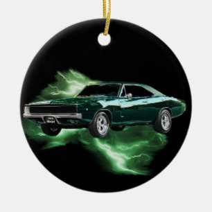 Mopar: 'Uppladdare för 68 fint med grön blixt Julgransprydnad Keramik