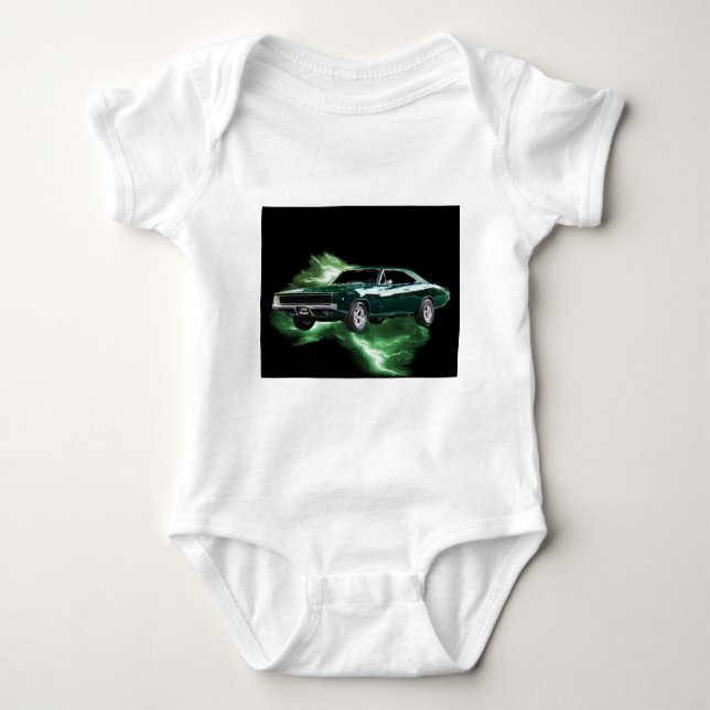 Mopar: 'Uppladdare för 68 fint med grön blixt Tee Shirt (Framsida)